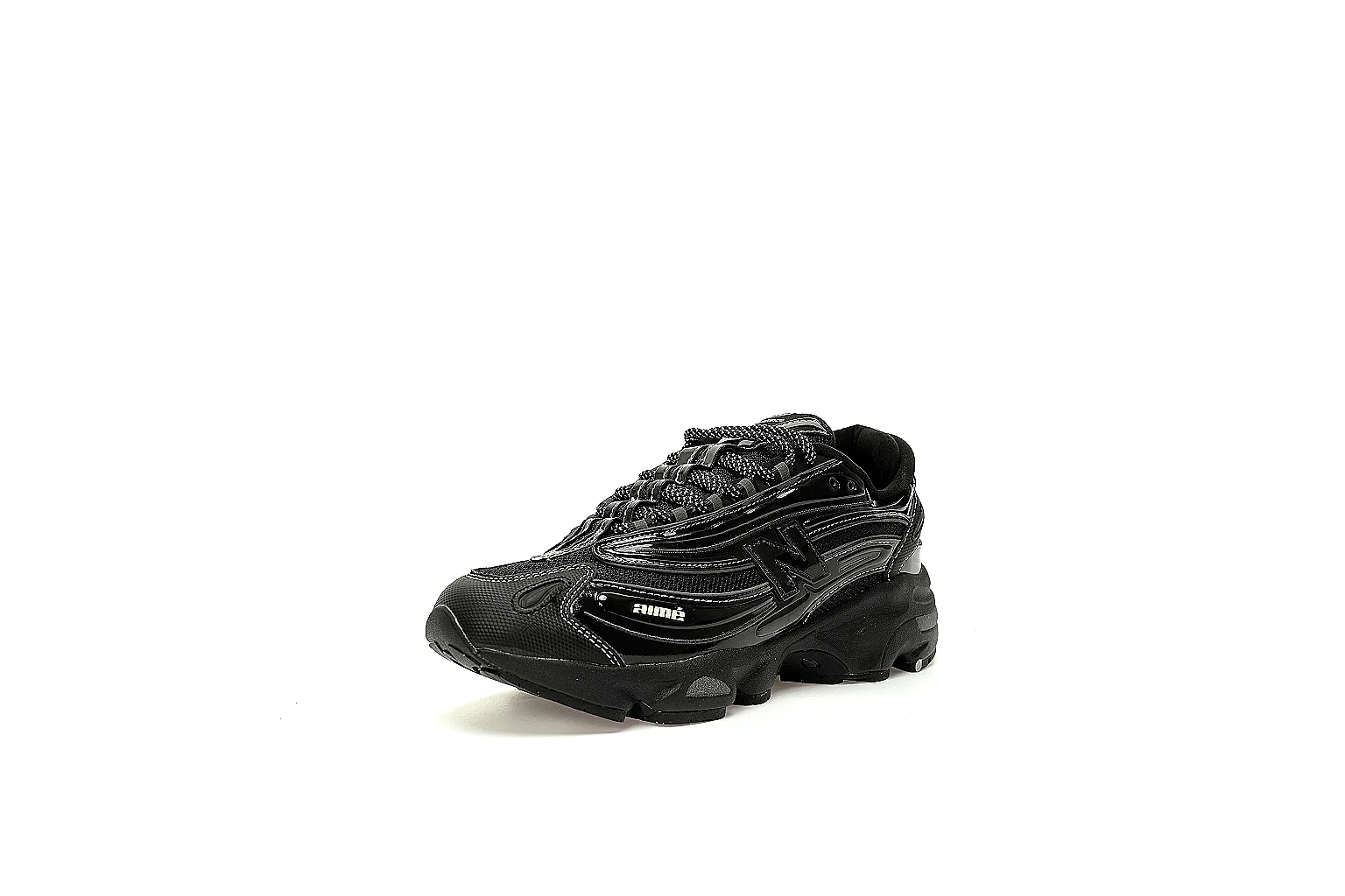 Six-angle QC gallery of black New Balance 1000 with side, top, heel, toe and outsole views thumbnail 5