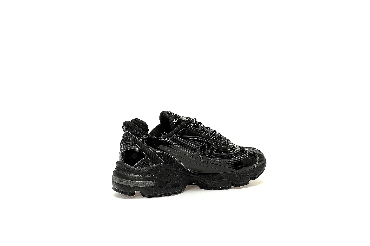 Six-angle QC gallery of black New Balance 1000 with side, top, heel, toe and outsole views thumbnail 6
