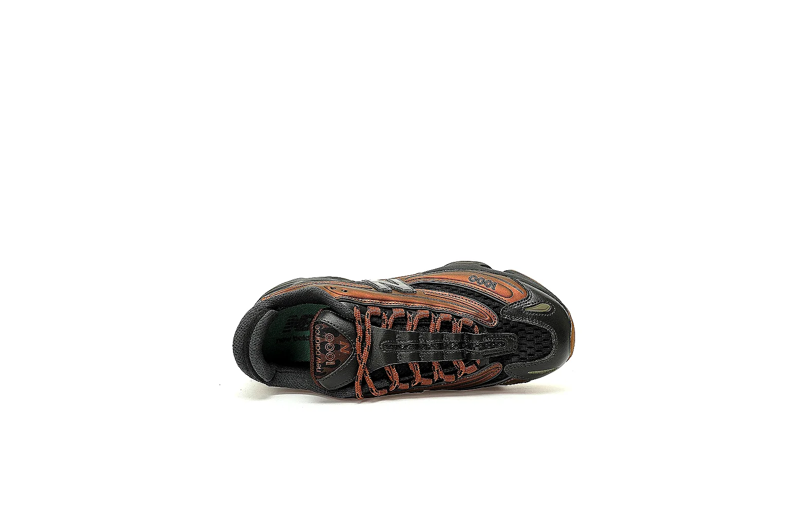 New Balance 1000 brown-black six-angle QC gallery with outsole view