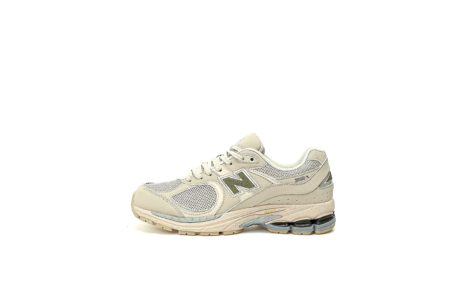 New Balance 2002R cream QC gallery showing logos, mesh, overlays, heel units and outsole thumbnail 5