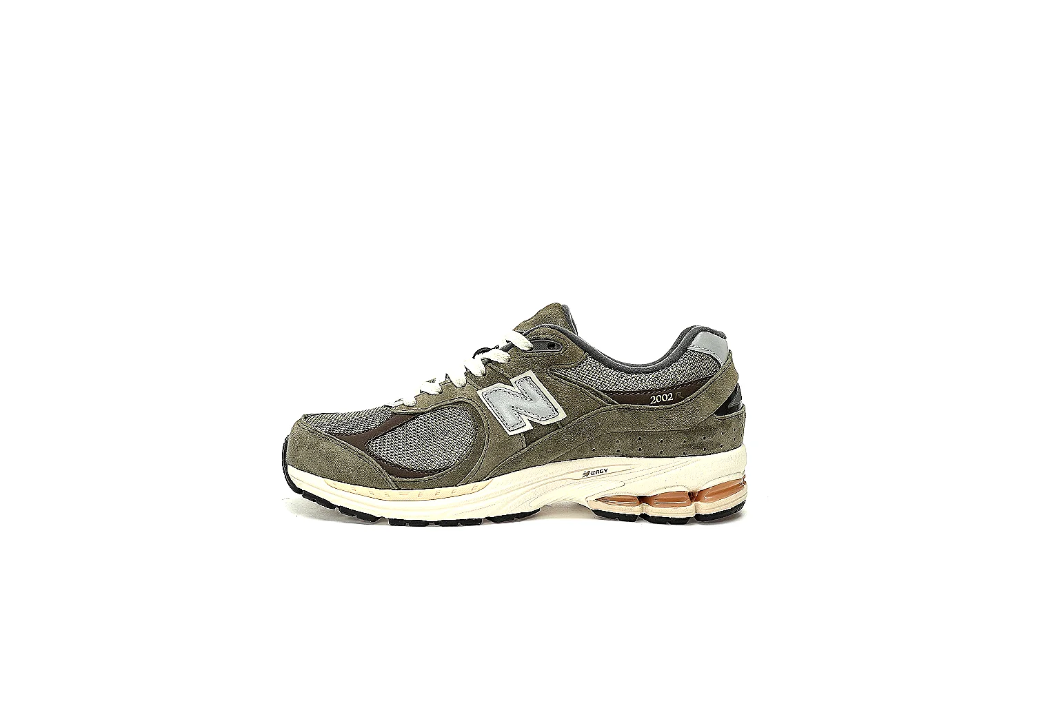 New Balance 2002R olive brown runner QC views with side, top, pair and outsole angles thumbnail 2