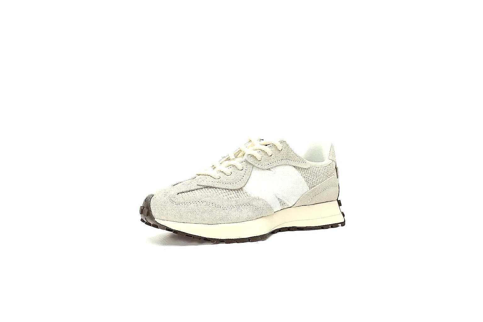 New Balance cream runner QC views showing upper stitching, logos and outsole lugs thumbnail 5