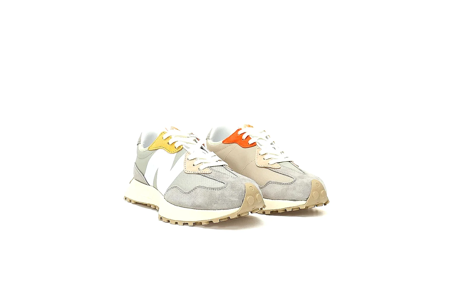 New Balance 327 six-angle QC gallery showing upper, heel, top and rubber outsole thumbnail 4