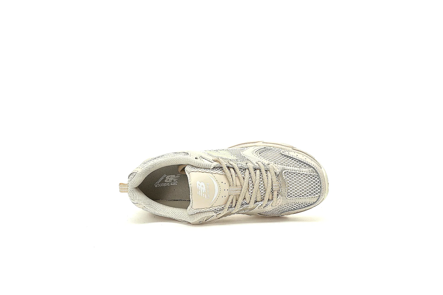 New Balance 530-style cream runner QC set with side, top, sole and paired angles