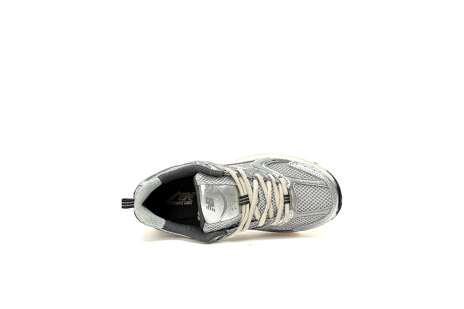 New Balance 530 silver-grey six-angle QC reference with outsole and paired views