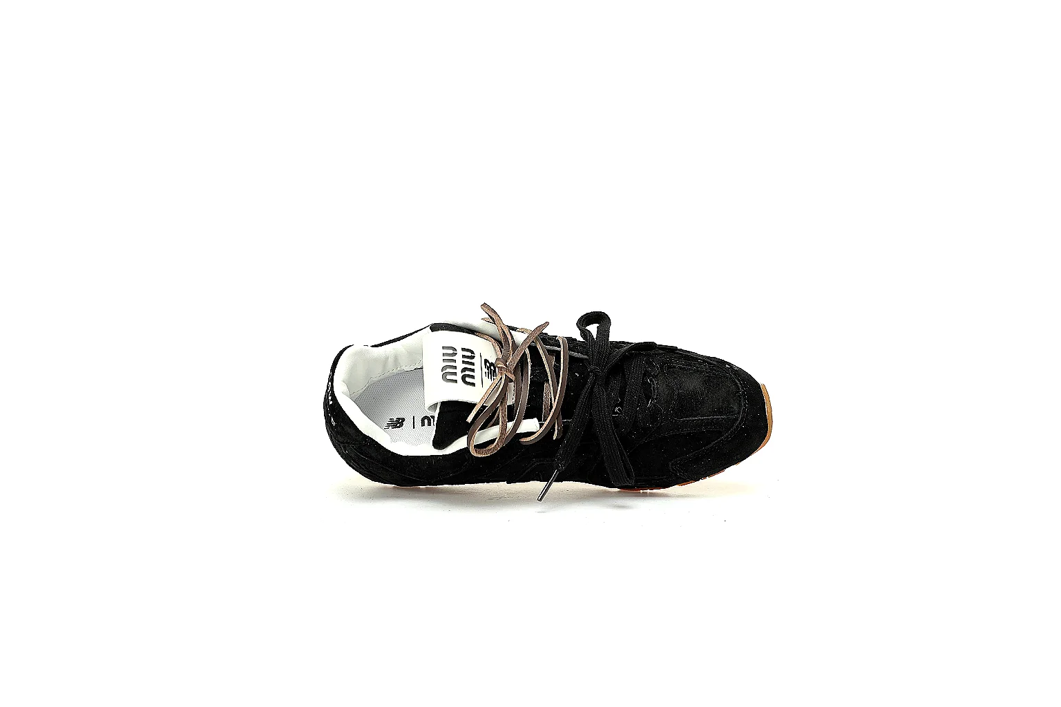 New Balance 530 SL black gum sneaker QC views of logo, strap, heel and outsole