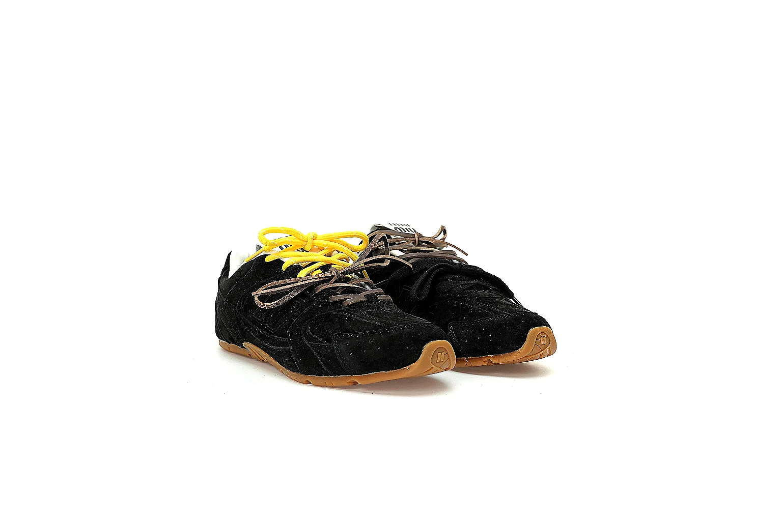 New Balance 530 SL black gum sneaker QC views of logo, strap, heel and outsole thumbnail 4