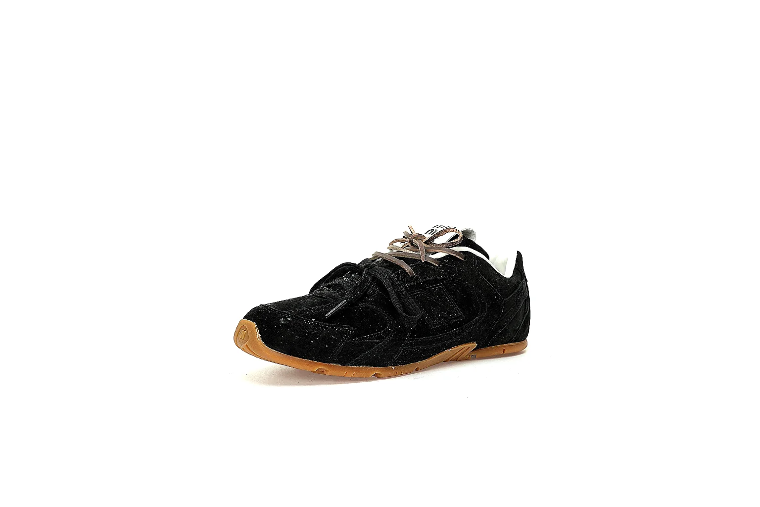 New Balance 530 SL black gum sneaker QC views of logo, strap, heel and outsole thumbnail 5