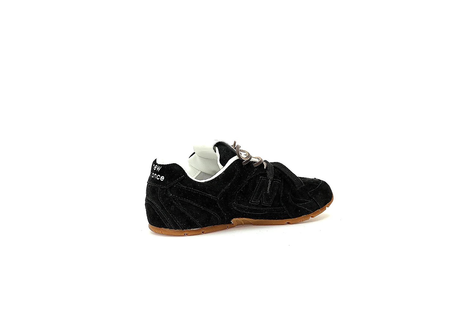 New Balance 530 SL black gum sneaker QC views of logo, strap, heel and outsole thumbnail 6