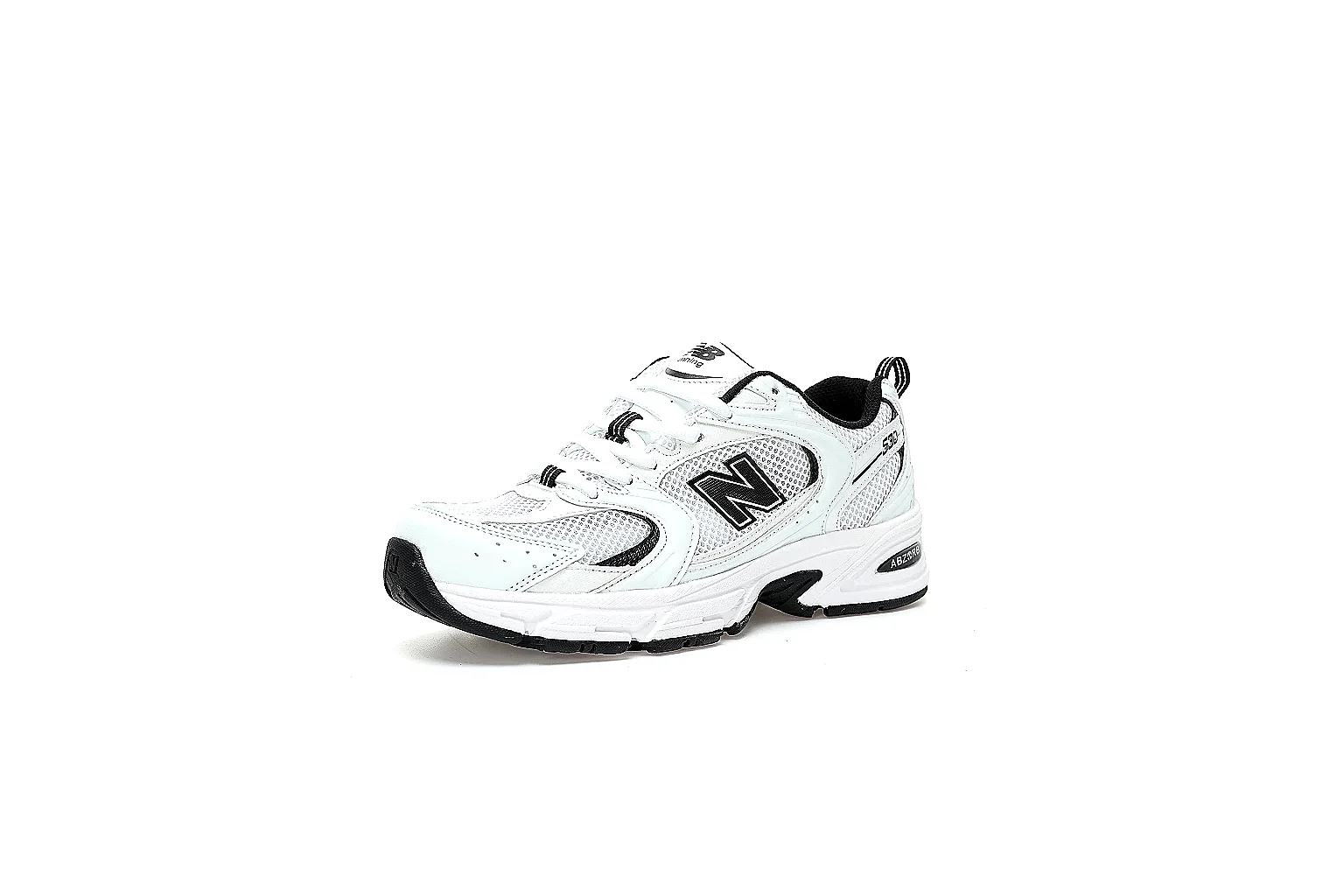 New Balance 530 white black QC gallery with top, side and outsole angles thumbnail 2