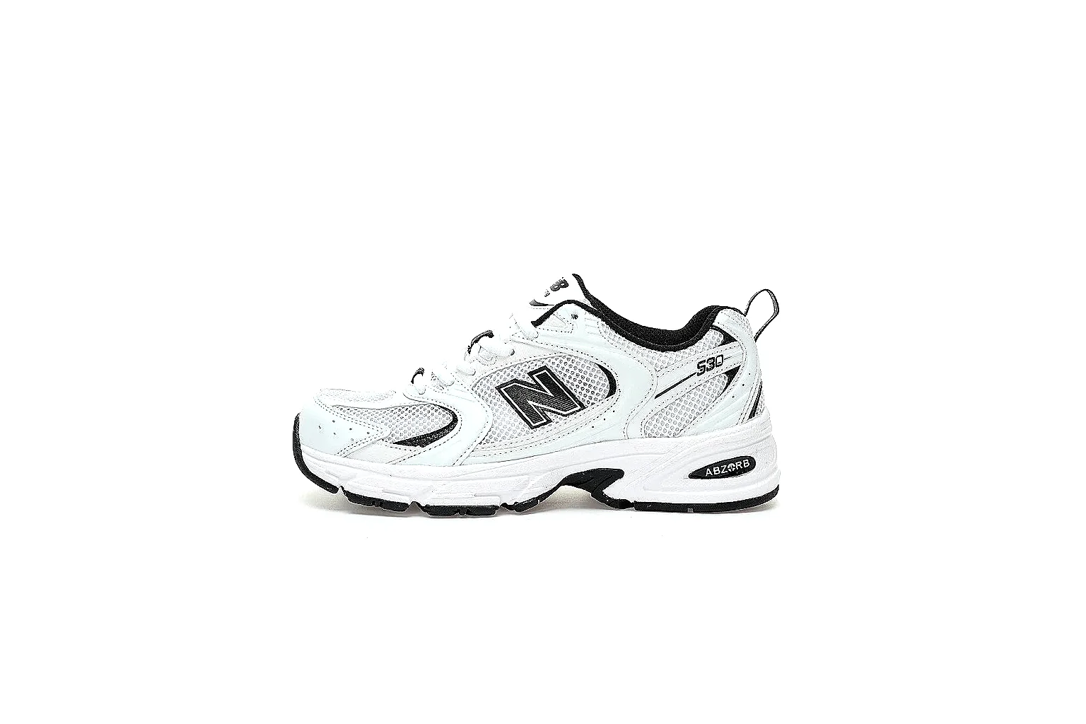 New Balance 530 white black QC gallery with top, side and outsole angles thumbnail 5