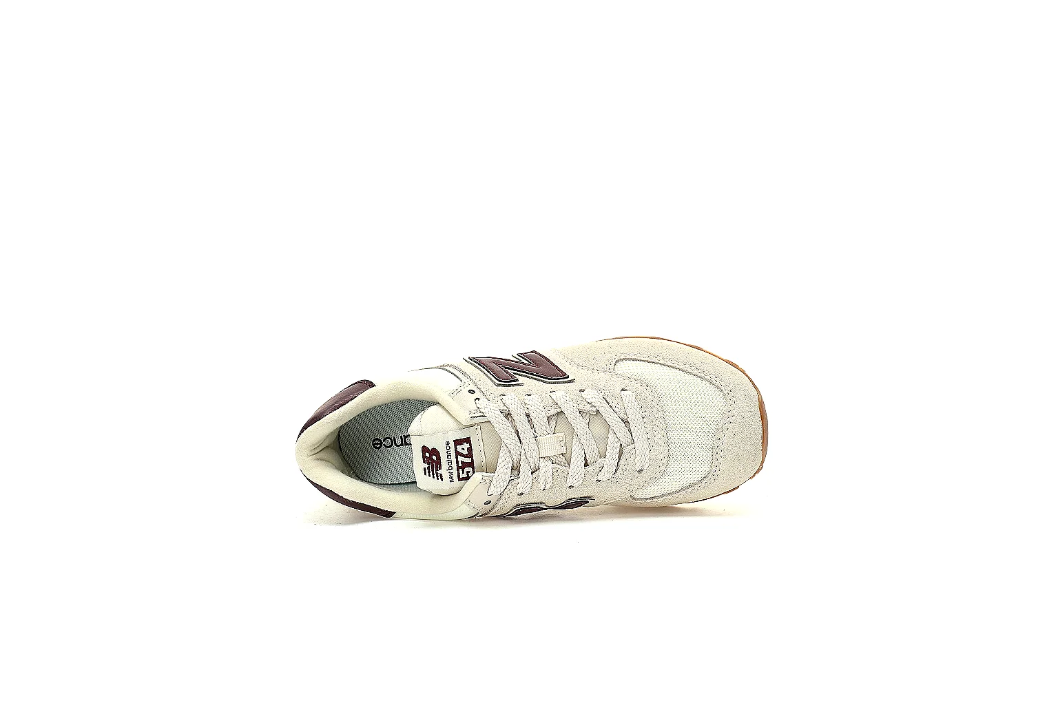 New Balance 574 six-angle QC gallery showing logos, suede panels, heel and gum outsole