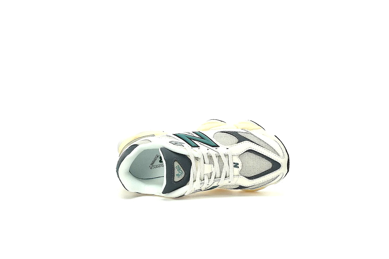 New Balance 9060 cream teal six-angle QC gallery with side, top and outsole views