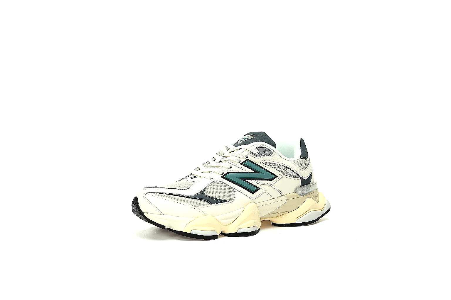 New Balance 9060 cream teal six-angle QC gallery with side, top and outsole views thumbnail 5