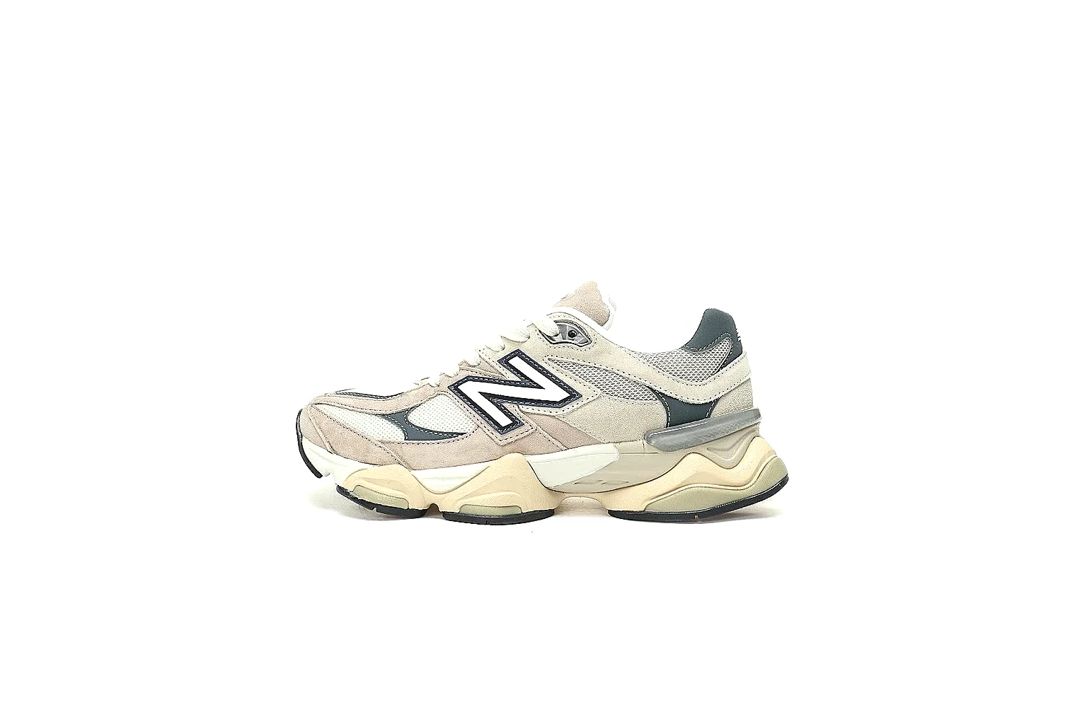 New Balance 9060 beige grey six-angle QC reference with upper and outsole views thumbnail 2