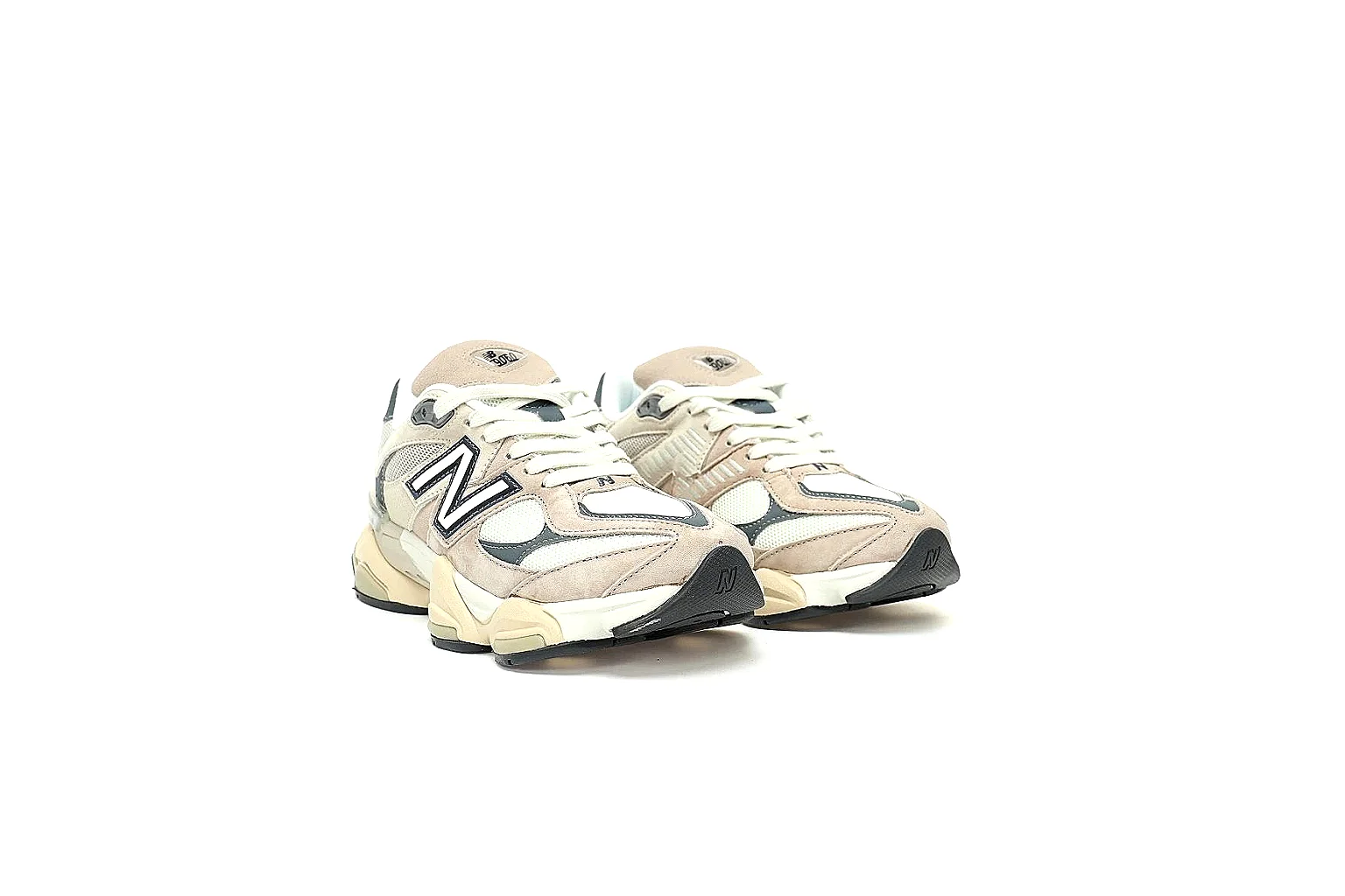New Balance 9060 beige grey six-angle QC reference with upper and outsole views thumbnail 4