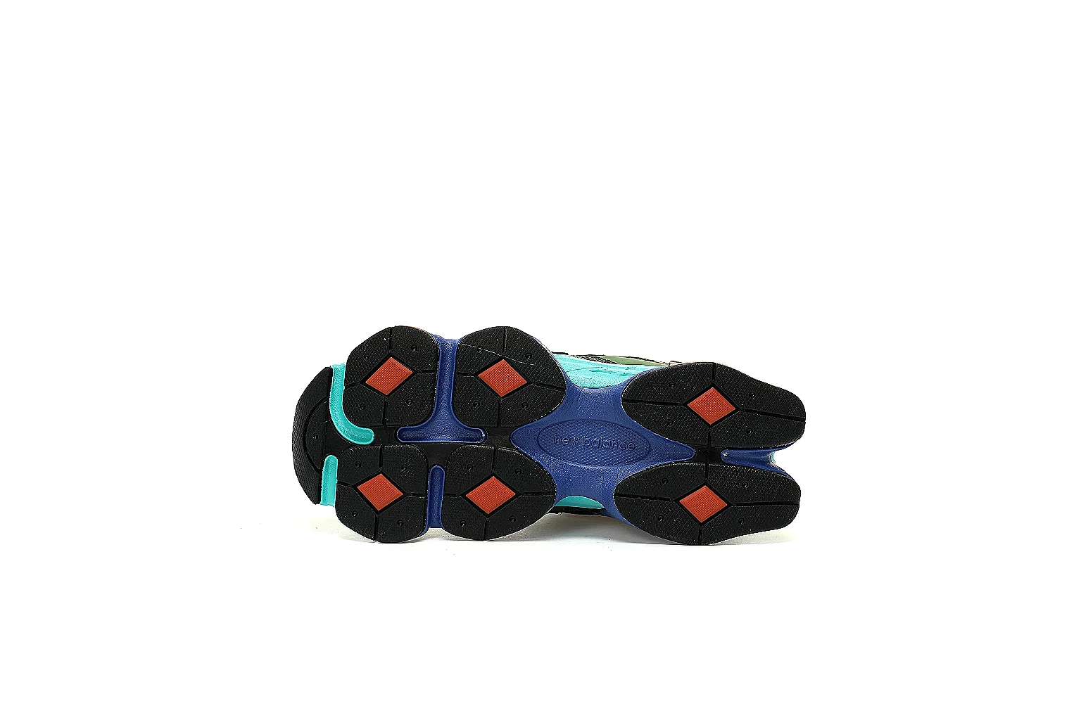 New Balance 9060 lateral QC view with layered upper and segmented blue turquoise sole thumbnail 3