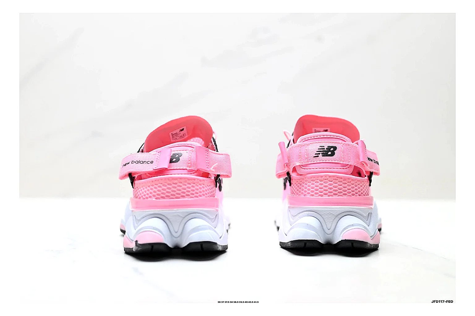 New Balance 9060 Pink Black Sneakers QC photo reference showing pink black chunky runner sneakers with mesh-leather texture, side-profile shape, upper panel lines, and outsole detail