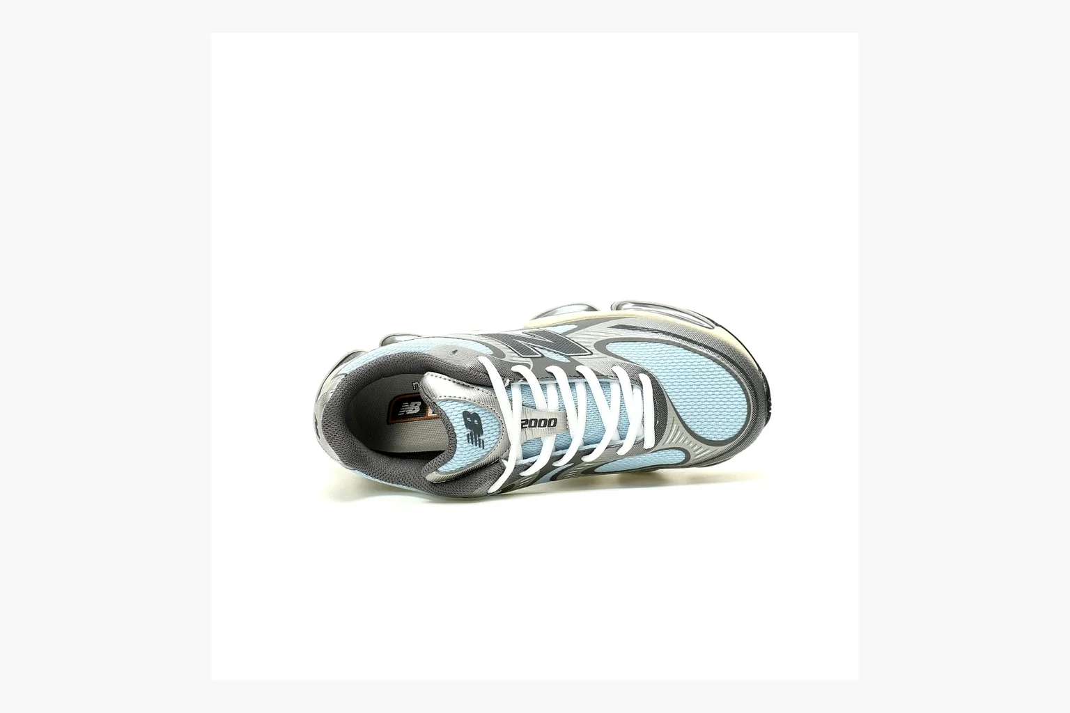 New Balance 9060 Runner Sneaker Silver Teal QC photo showing silver and teal NB 9060 runner with chunky sole, mesh panels, and side N logo thumbnail 6