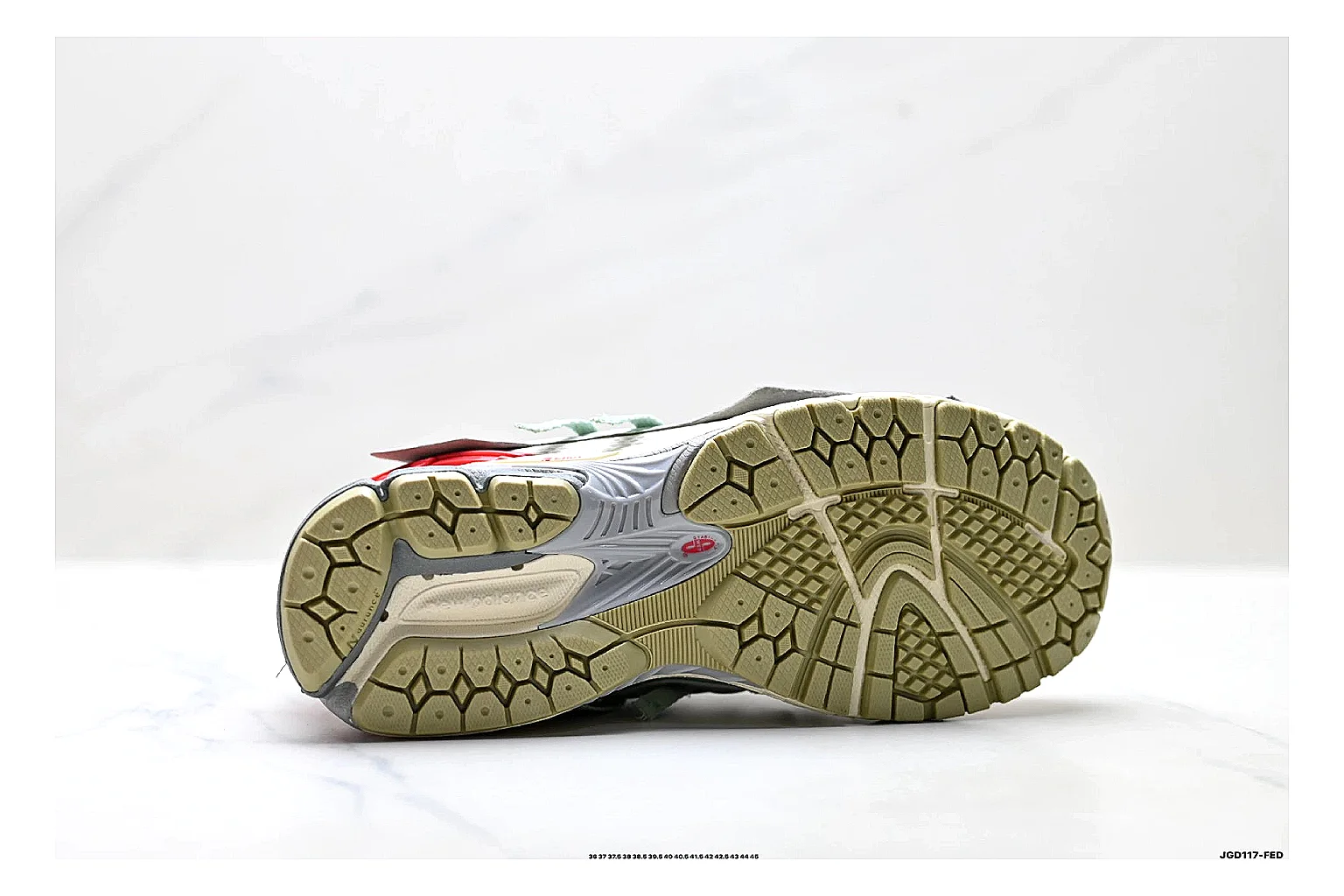 New Balance M1906 Silver Red Sneakers QC photo reference showing silver red retro runner sneakers with mesh-leather texture, side-profile shape, upper panel lines, and outsole detail thumbnail 3