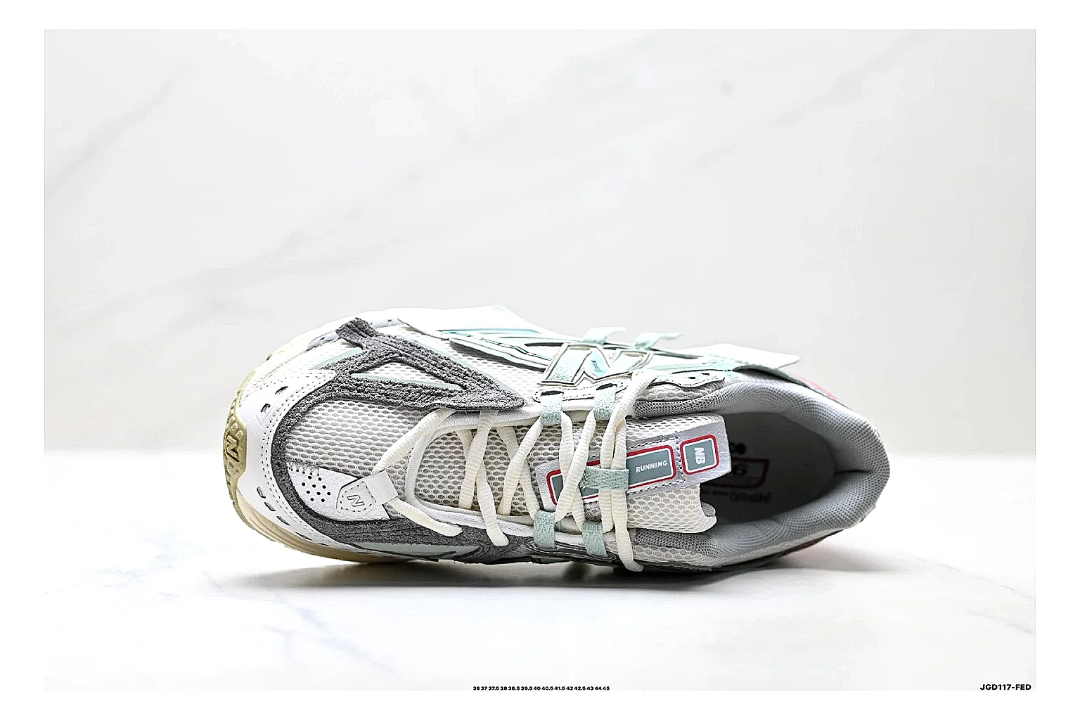 New Balance M1906 Silver Red Sneakers QC photo reference showing silver red retro runner sneakers with mesh-leather texture, side-profile shape, upper panel lines, and outsole detail thumbnail 6