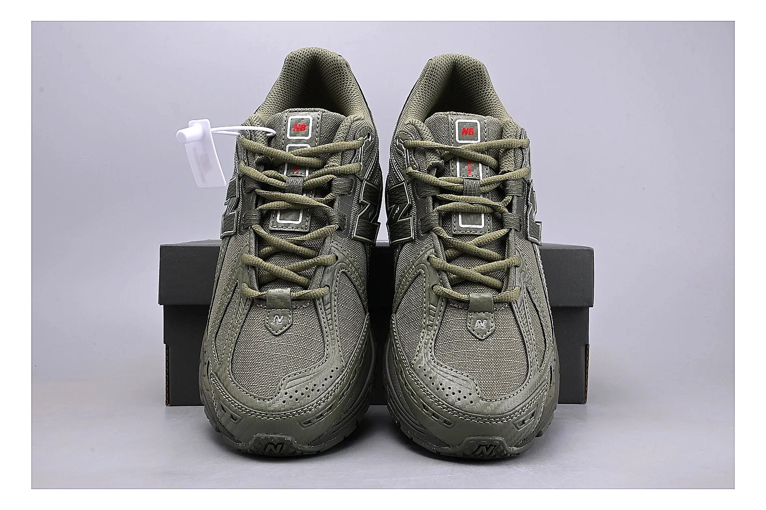 New Balance 1906R Olive Grey QC photo showing grey olive 1906r runner with mixed upper and runner shape thumbnail 3