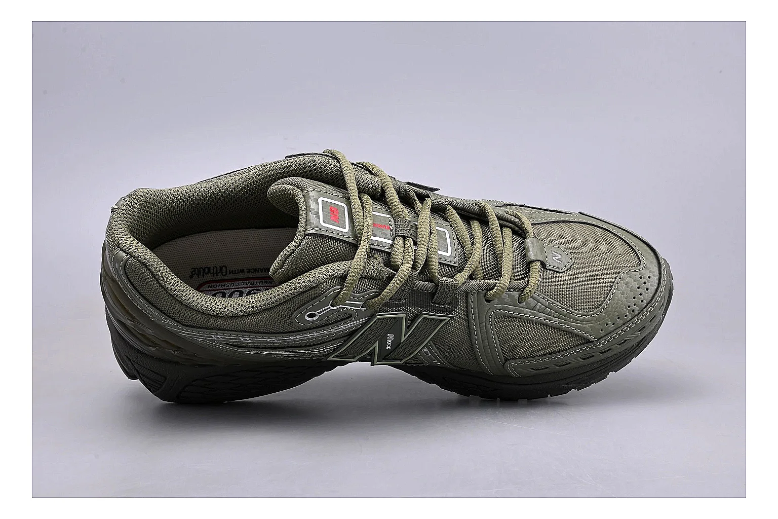 New Balance 1906R Olive Grey QC photo showing grey olive 1906r runner with mixed upper and runner shape thumbnail 6