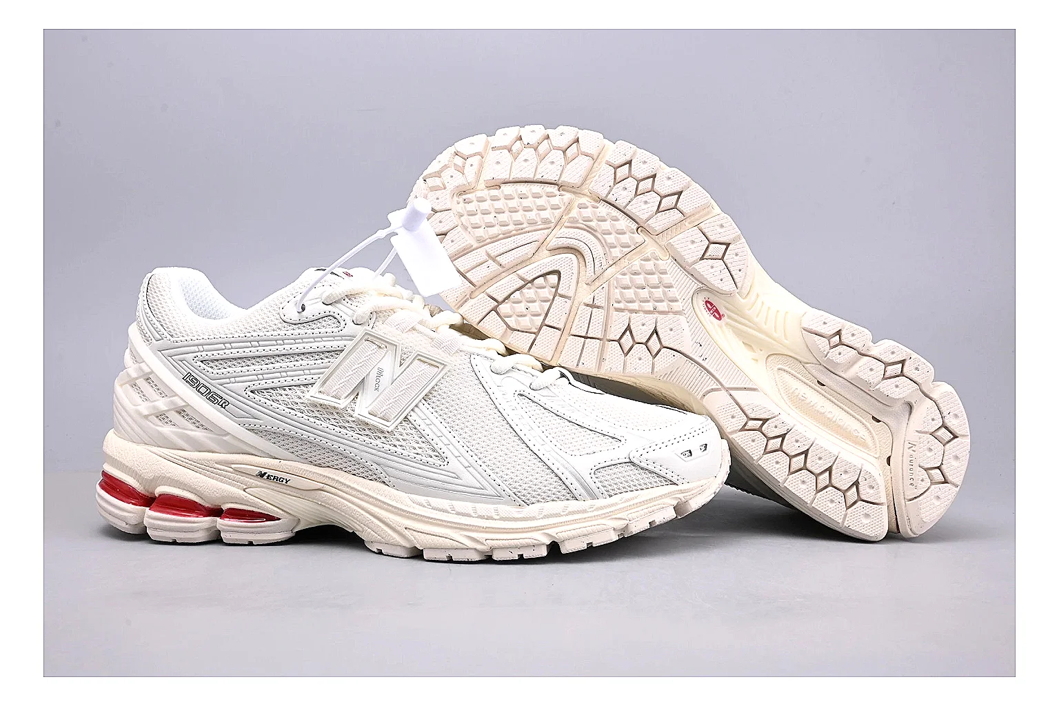 New Balance 1906R White Red QC photo showing white red 1906r runner with mixed upper and runner shape thumbnail 4