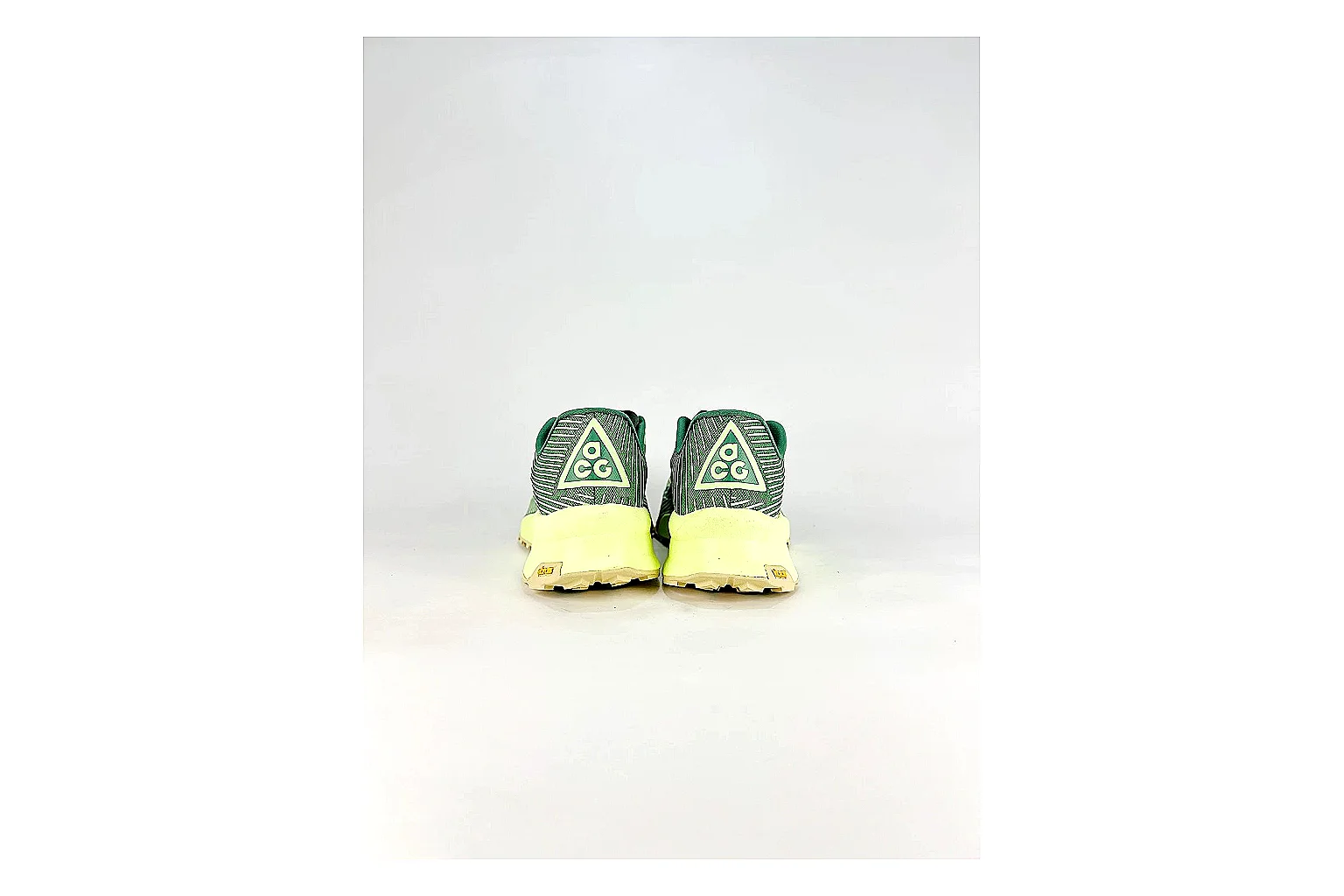 Nike ACG Ultra Green Lime Sneakers QC photo reference showing green lime outdoor sneakers with textile texture, side-profile shape, upper panel lines, and outsole detail thumbnail 2