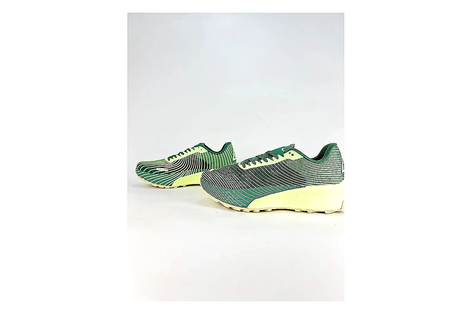 Nike ACG Ultra Green Lime Sneakers QC photo reference showing green lime outdoor sneakers with textile texture, side-profile shape, upper panel lines, and outsole detail thumbnail 4