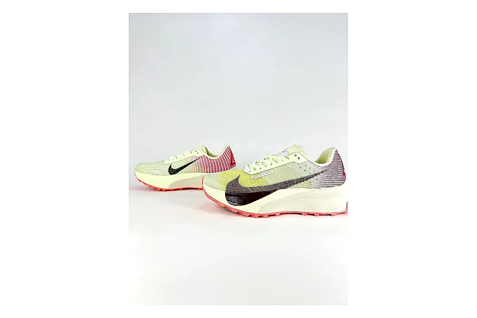 Nike ACG Ultra Lime Pink Sneakers QC photo reference showing lime pink outdoor sneakers with textile texture, side-profile shape, upper panel lines, and outsole detail thumbnail 4
