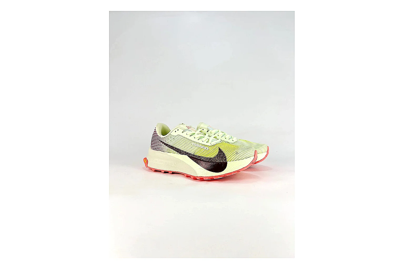 Nike ACG Ultra Lime Pink Sneakers QC photo reference showing lime pink outdoor sneakers with textile texture, side-profile shape, upper panel lines, and outsole detail thumbnail 5