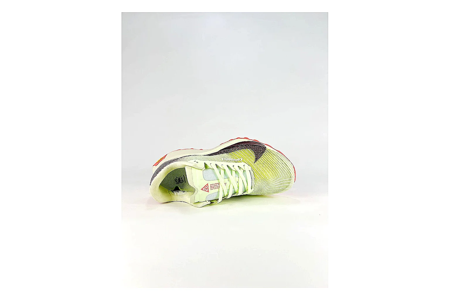Nike ACG Ultra Lime Pink Sneakers QC photo reference showing lime pink outdoor sneakers with textile texture, side-profile shape, upper panel lines, and outsole detail thumbnail 6