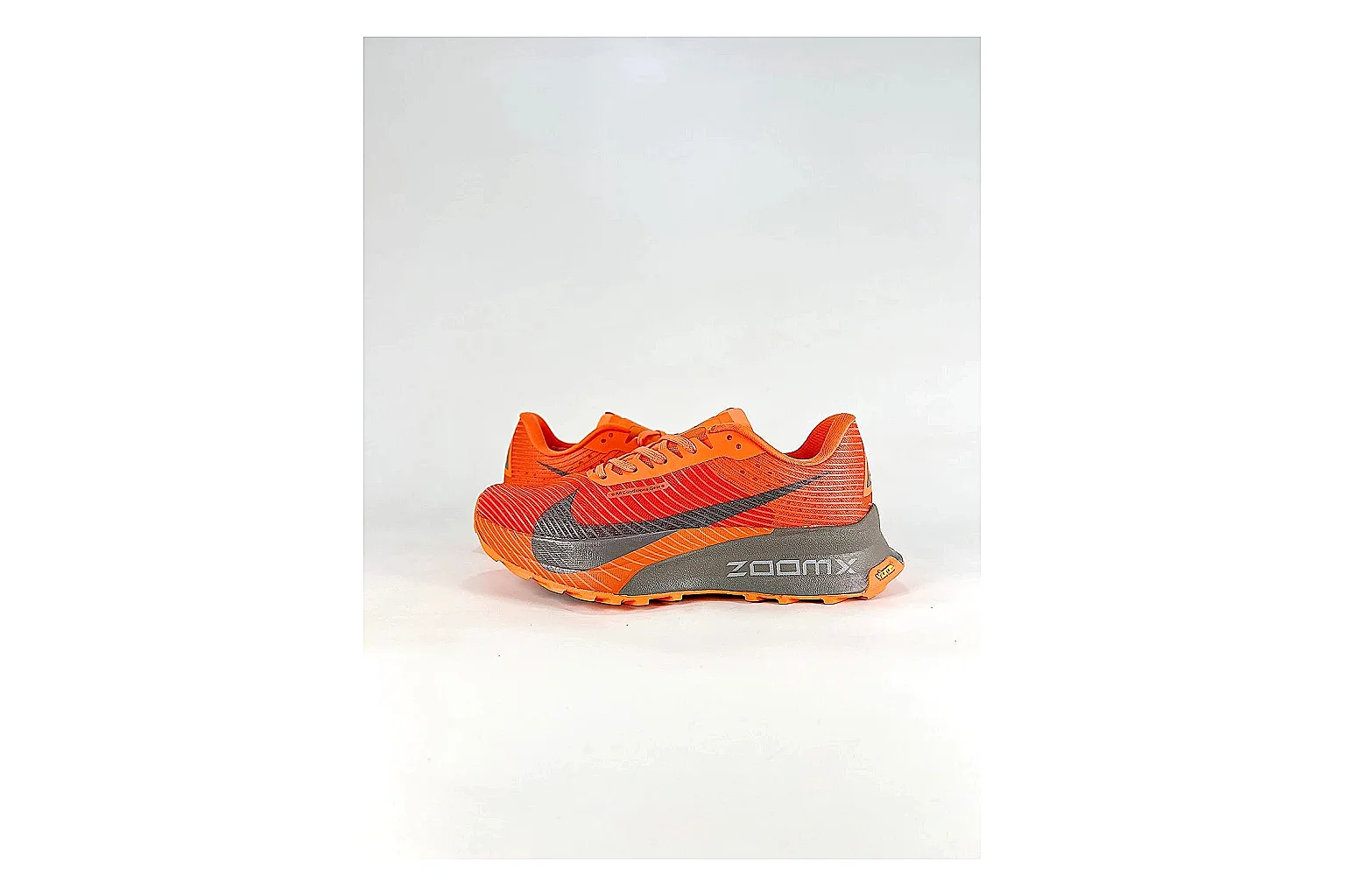 Nike ACG Ultra Orange Gray Sneakers QC photo reference showing orange gray outdoor sneakers with textile texture, side-profile shape, upper panel lines, and outsole detail