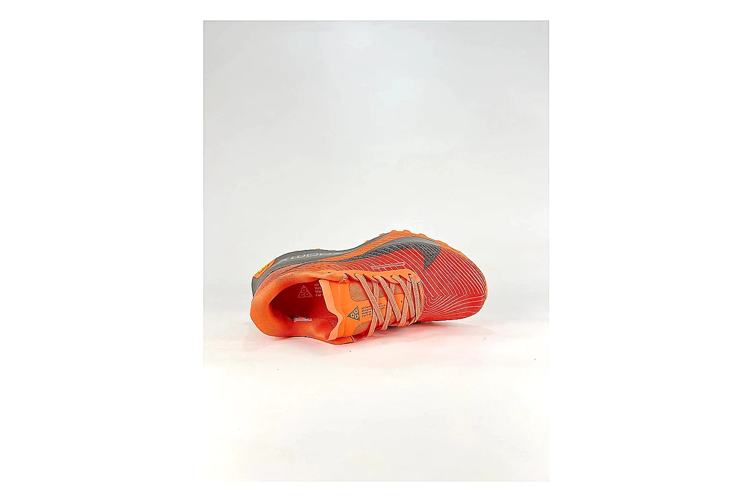 Nike ACG Ultra Orange Gray Sneakers QC photo reference showing orange gray outdoor sneakers with textile texture, side-profile shape, upper panel lines, and outsole detail thumbnail 6