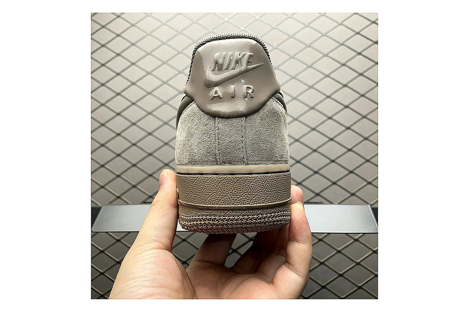 Nike Air Force 1 White Silver QC photo showing white silver air force 1 low-top with mixed upper and low top shape thumbnail 5