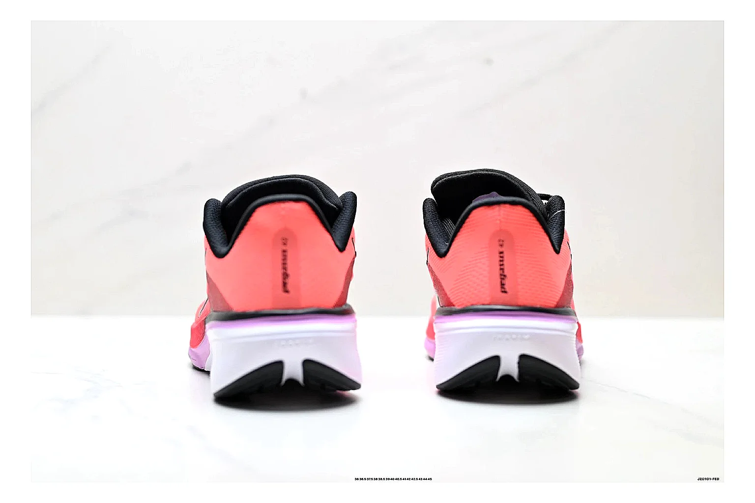 Nike Air Zoom Pegasus Pink Black Sneakers QC photo reference showing pink black running sneakers with mesh texture, side-profile shape, upper panel lines, and outsole detail