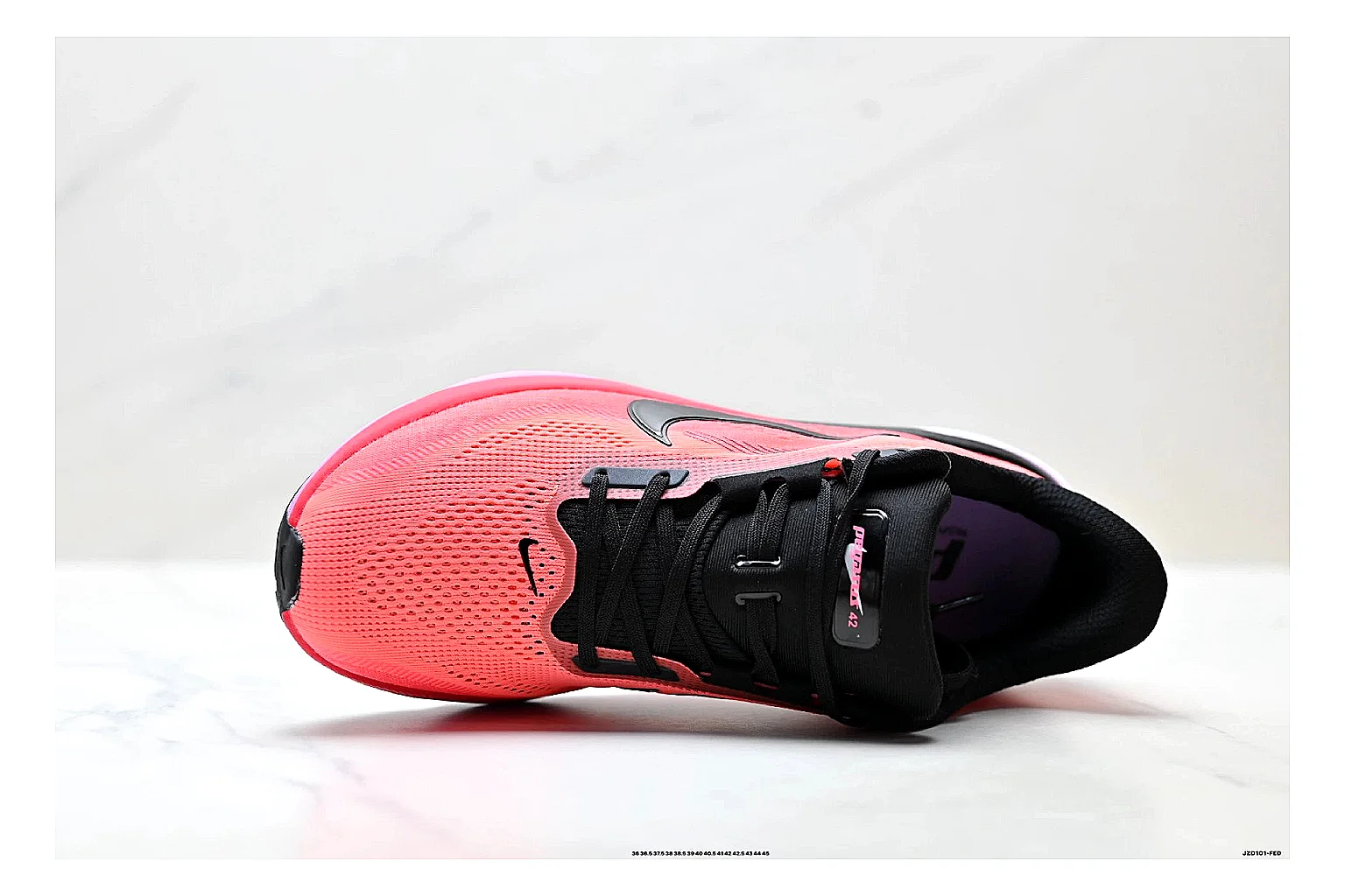 Nike Air Zoom Pegasus Pink Black Sneakers QC photo reference showing pink black running sneakers with mesh texture, side-profile shape, upper panel lines, and outsole detail thumbnail 6