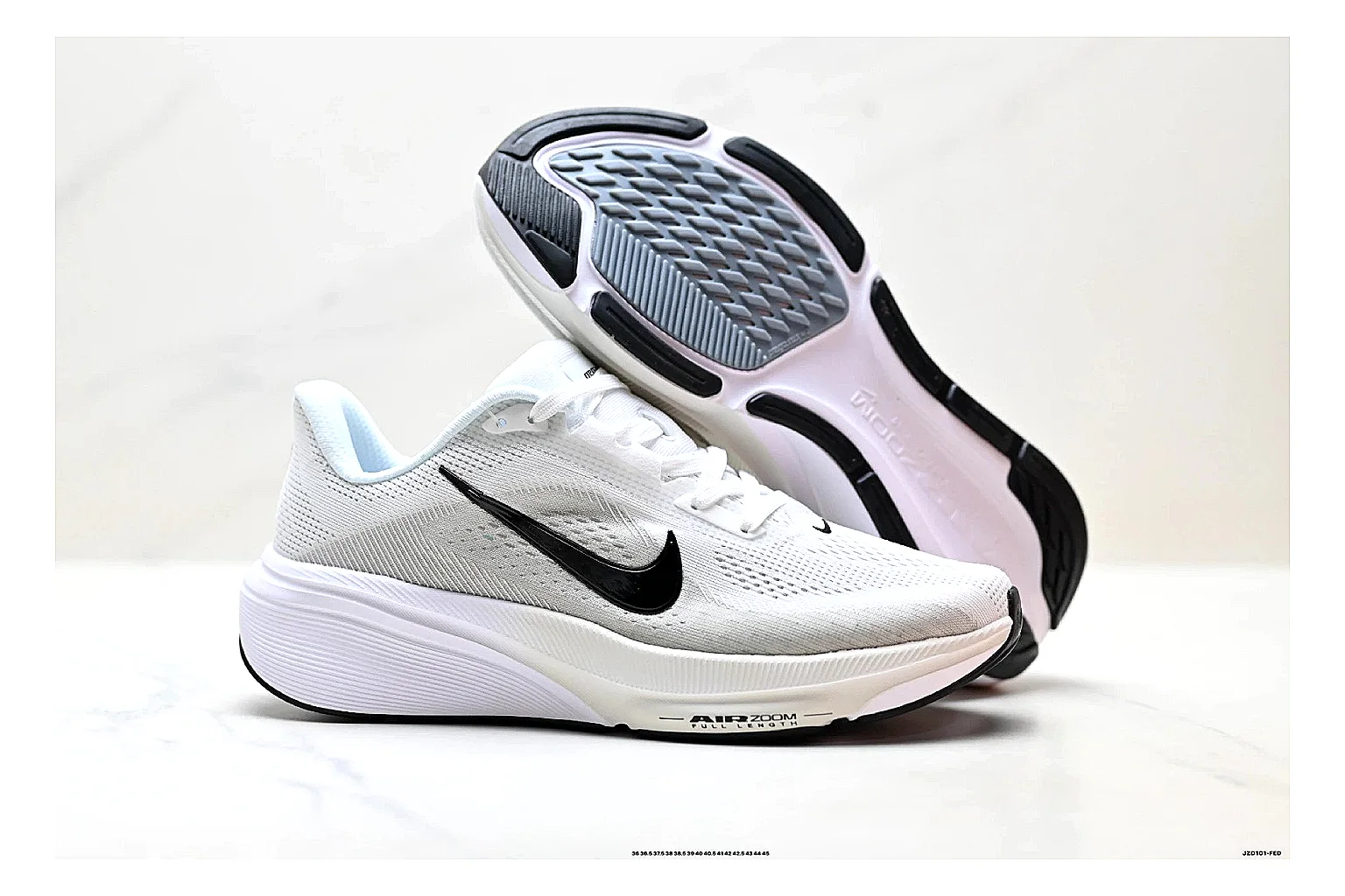Nike Air Zoom Pegasus White Pink Sneakers QC photo reference showing white pink running sneakers with mesh texture, side-profile shape, upper panel lines, and outsole detail thumbnail 4