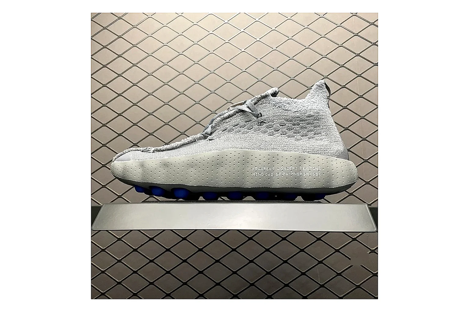 Nike Fragment Waffle Racer Grey QC photo showing grey waffle racer runner with mixed upper and runner shape
