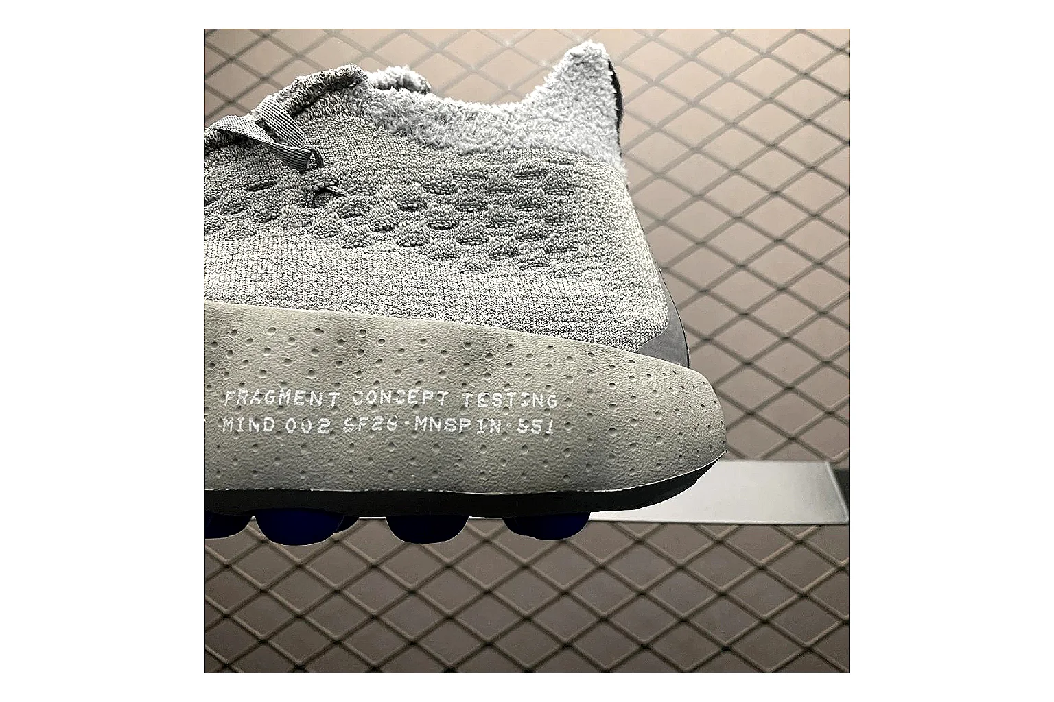 Nike Fragment Waffle Racer Grey QC photo showing grey waffle racer runner with mixed upper and runner shape