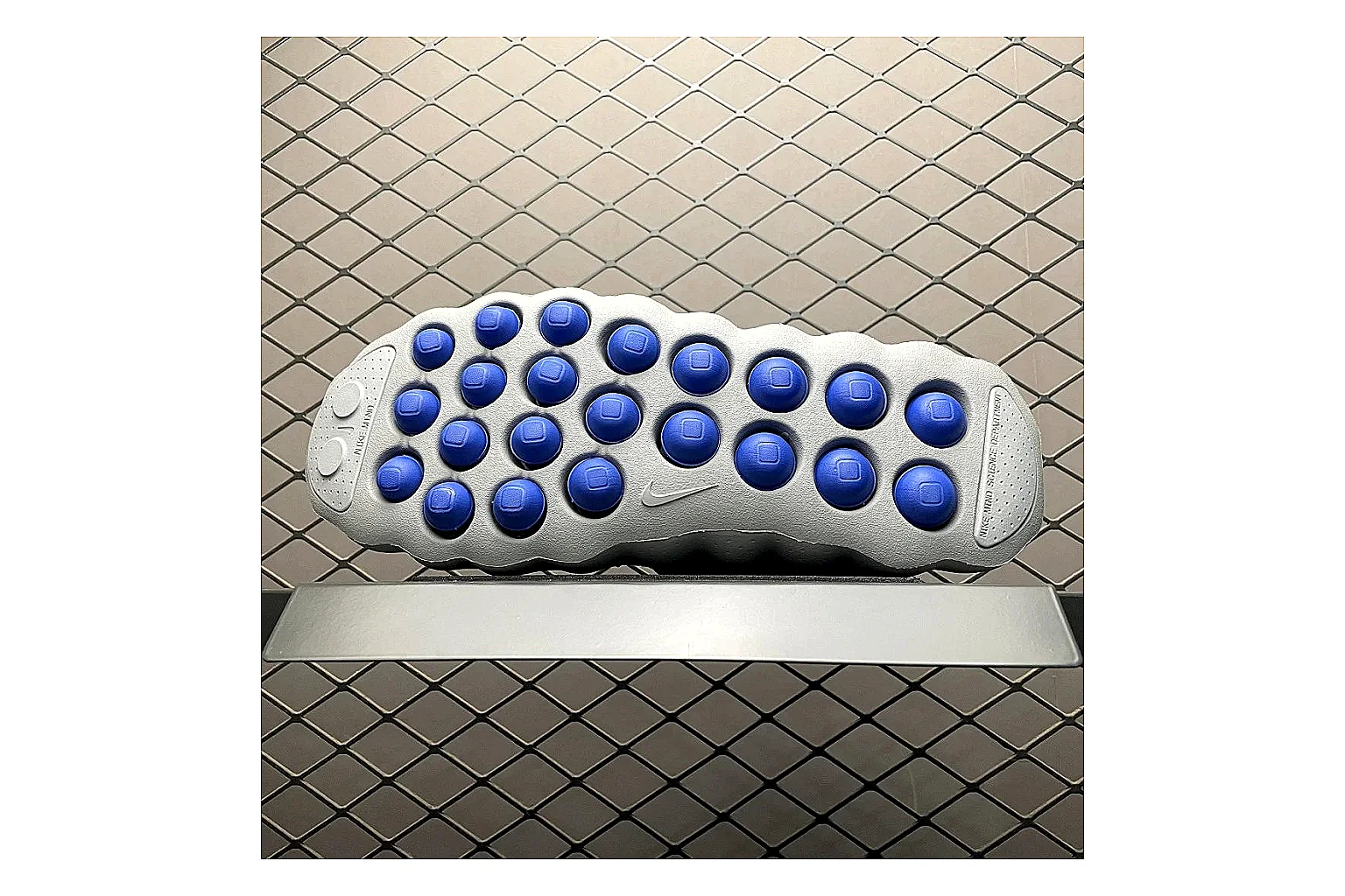 Nike Fragment Waffle Racer Grey QC photo showing grey waffle racer runner with mixed upper and runner shape thumbnail 3