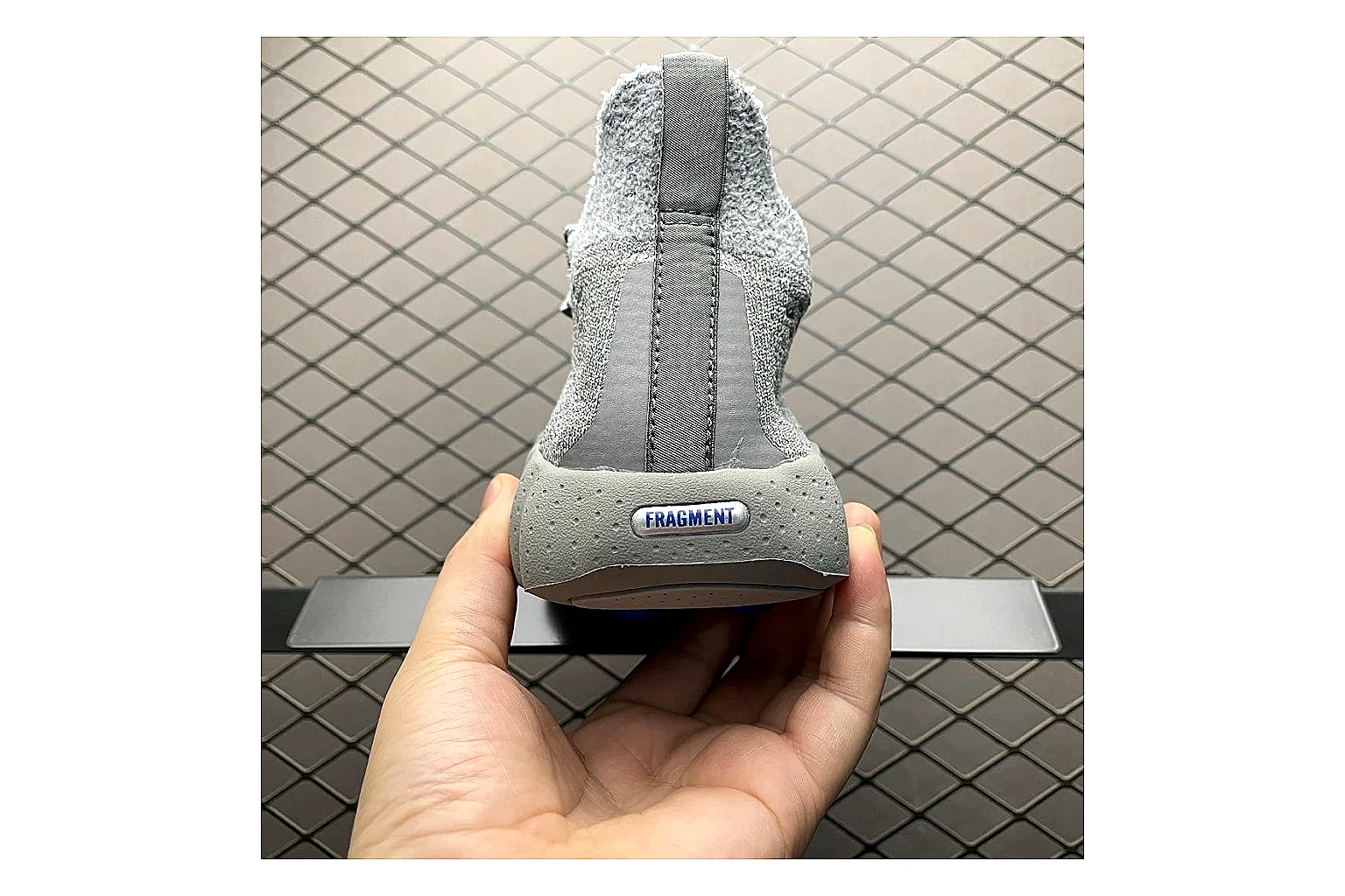 Nike Fragment Waffle Racer Grey QC photo showing grey waffle racer runner with mixed upper and runner shape thumbnail 5
