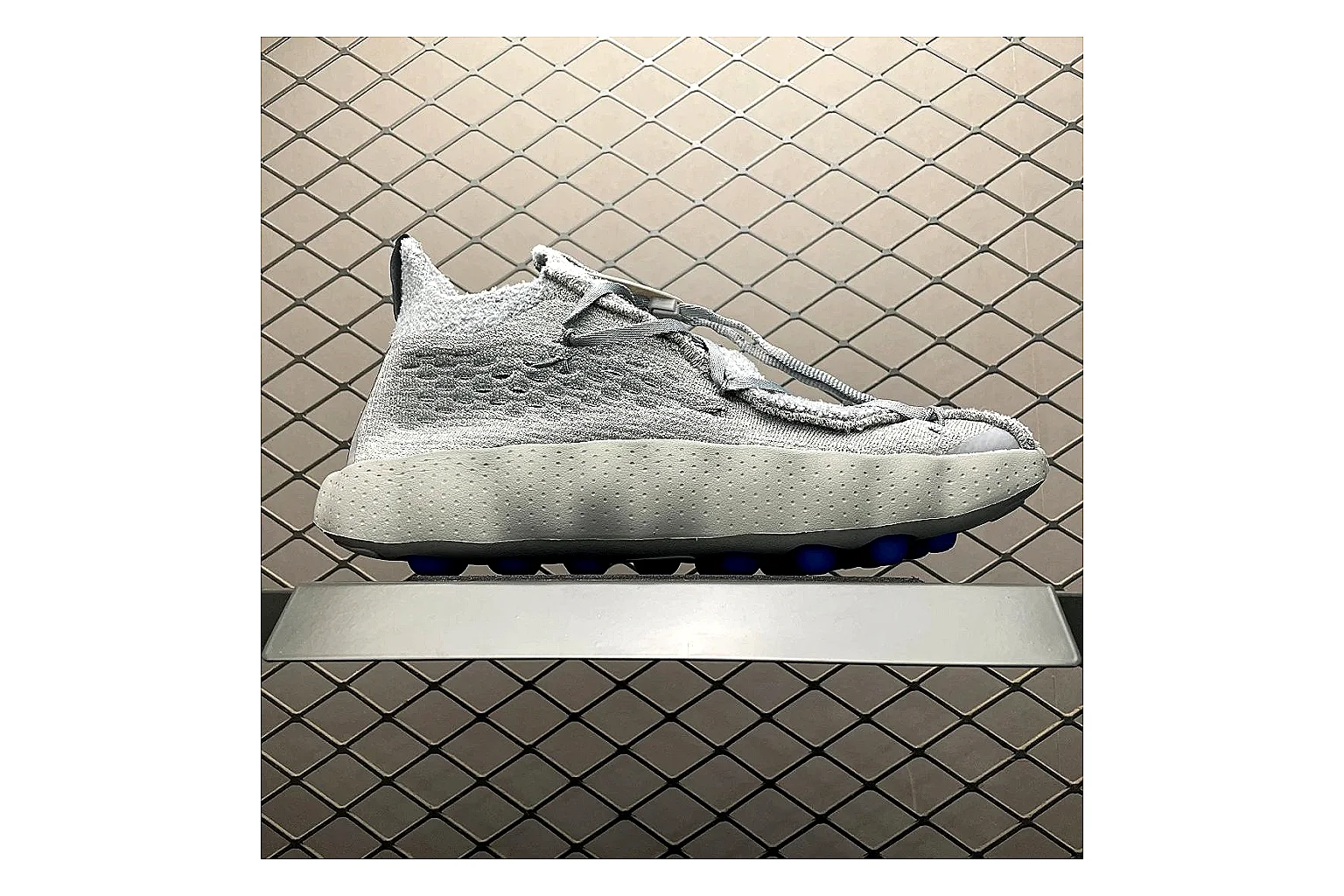 Nike Fragment Waffle Racer Grey QC photo showing grey waffle racer runner with mixed upper and runner shape thumbnail 6