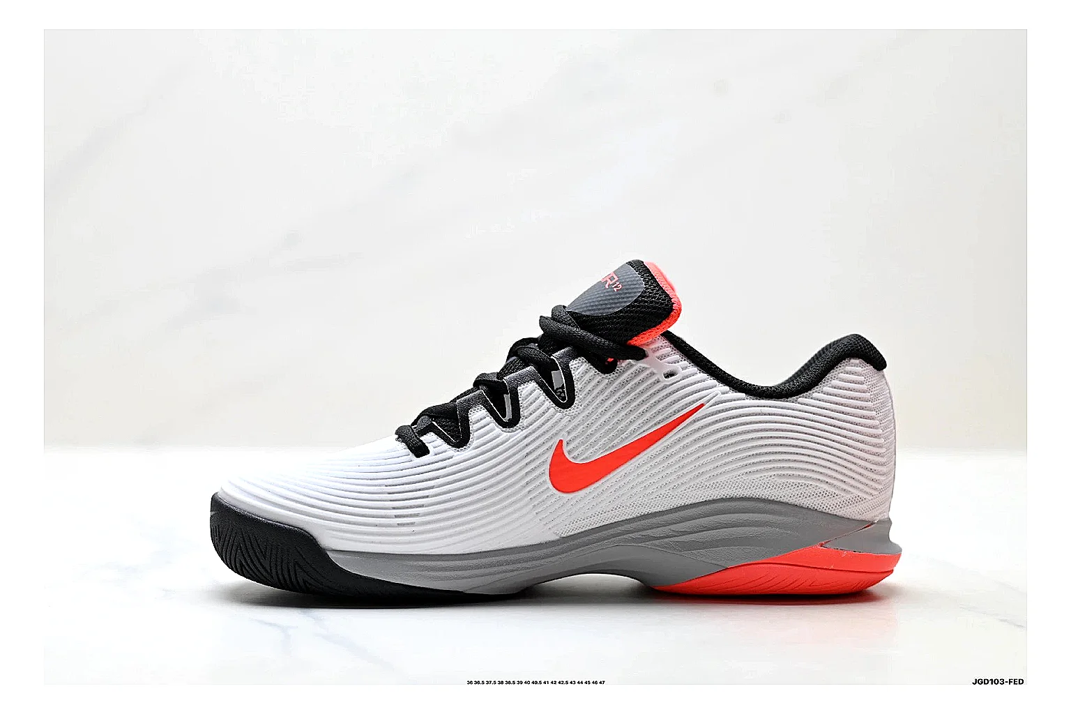 Nike Kd Trey White Red QC reference photo showing white textile basketball upper, red accents, low modern court shape, and supportive sole thumbnail 6