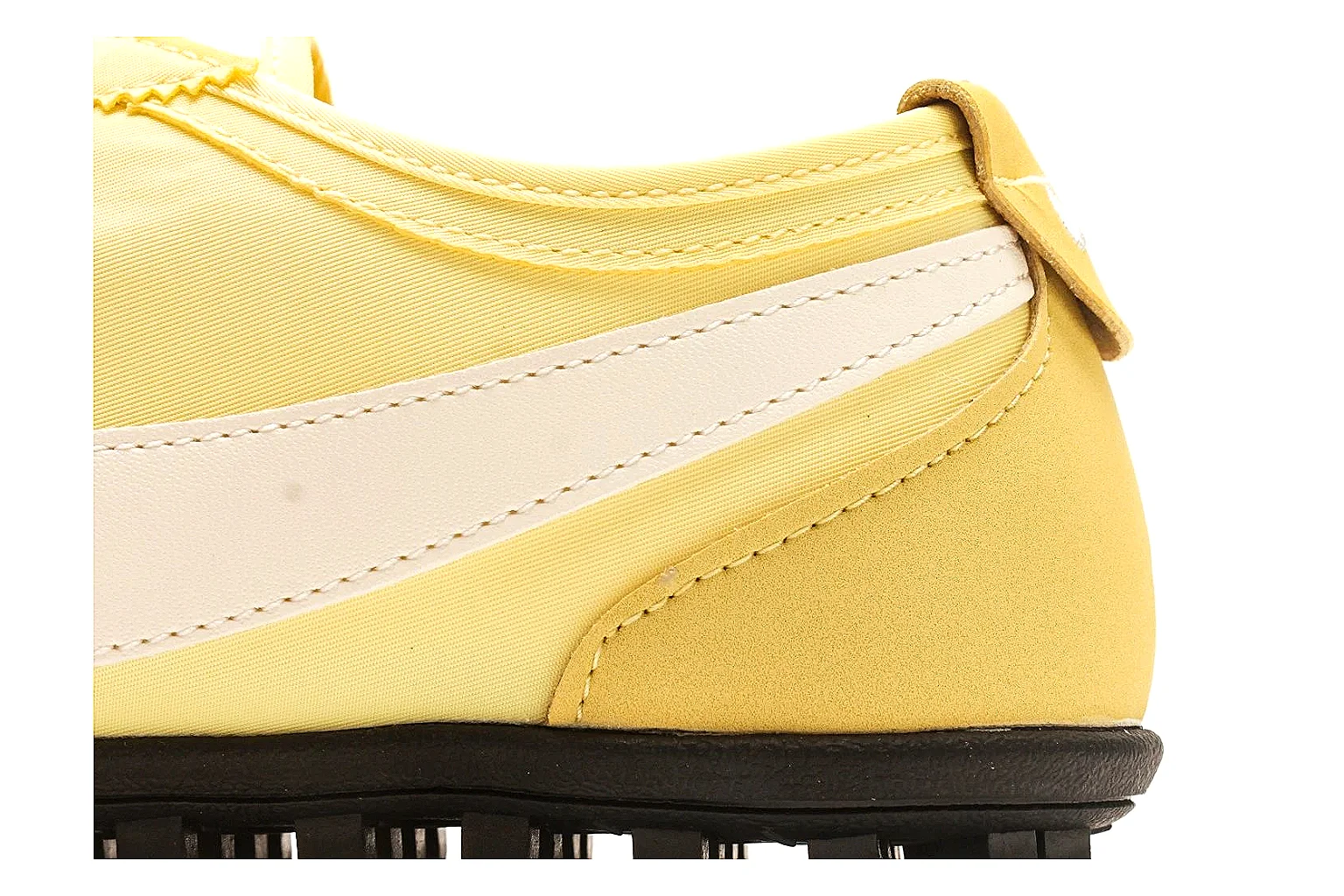 Nike Moon Yellow Retro Runner QC reference photo showing yellow slim runner upper, white Swoosh, low retro profile, white midsole, and black waffle outsole thumbnail 4
