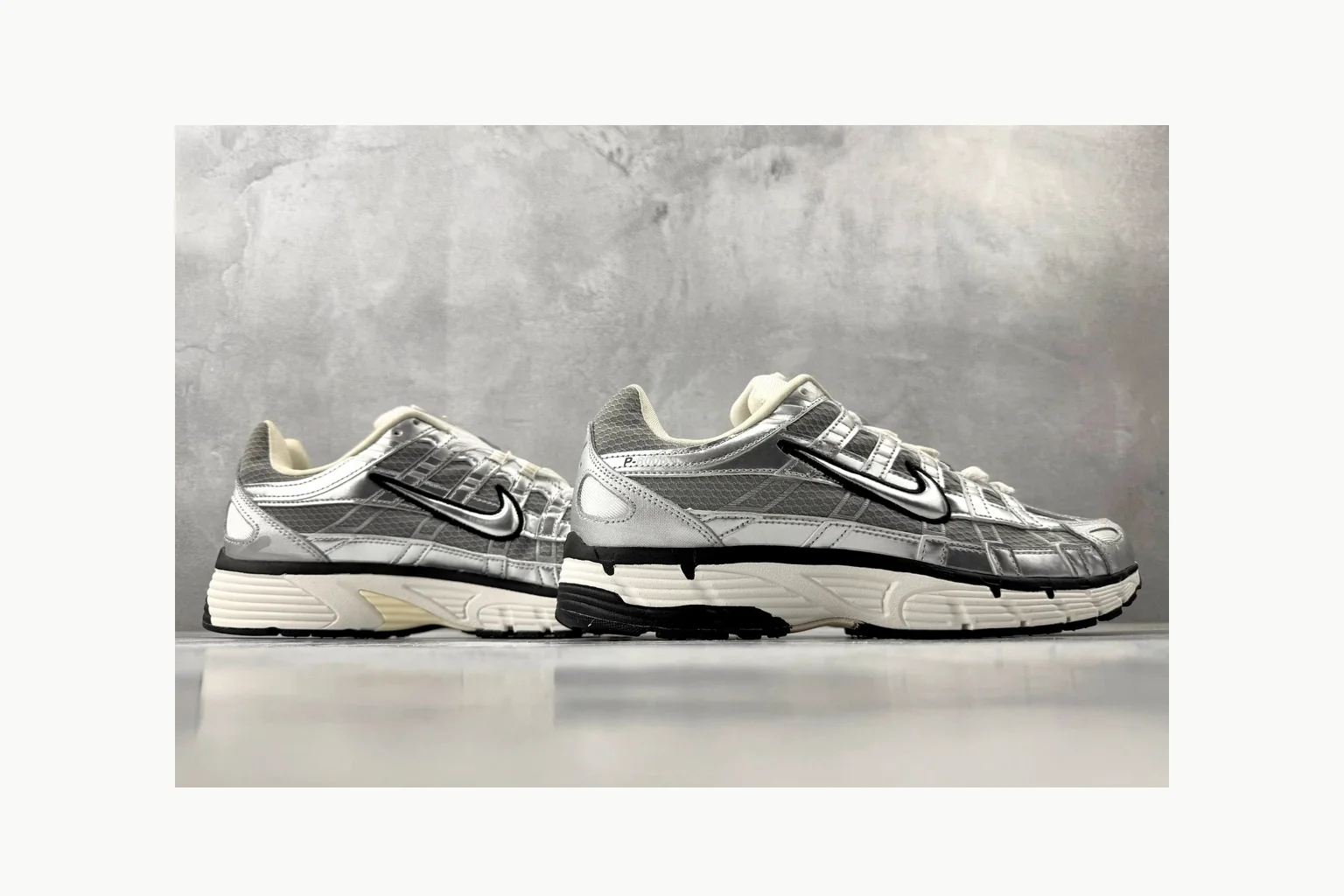 Nike P-6000 Silver Grey Sneaker QC photo showing grey silver p-6000 runner with mixed upper and runner shape thumbnail 4