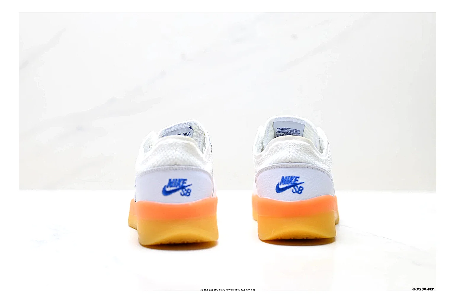 Nike SB PS8 White Blue Sneakers QC photo reference showing white blue skate sneakers with leather texture, side-profile shape, upper panel lines, and outsole detail thumbnail 2