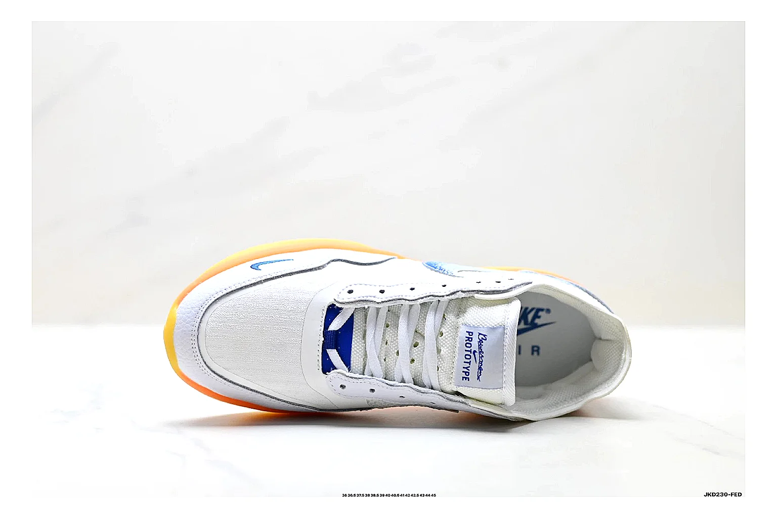 Nike SB PS8 White Blue Sneakers QC photo reference showing white blue skate sneakers with leather texture, side-profile shape, upper panel lines, and outsole detail thumbnail 6
