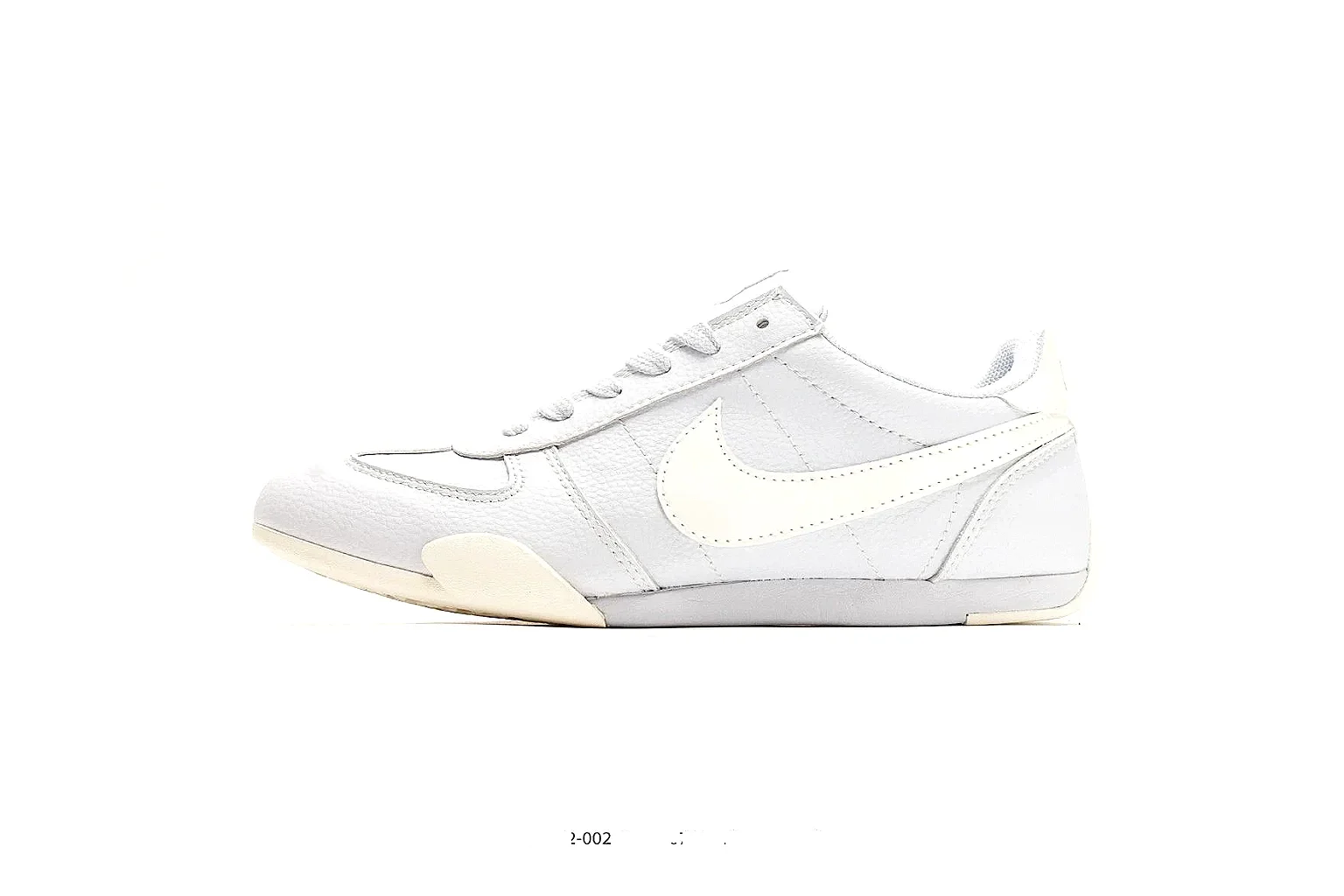 Nike Sprint White Cream Sneakers QC photo reference showing white cream low-top sneakers with leather texture, side-profile shape, upper panel lines, and outsole detail